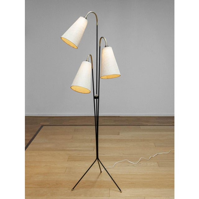 Swedish with Jute Fabric Shades Floor Lamp by Svend Aage Holm-Sørensen, 1950s For Sale - Image 10 of 10