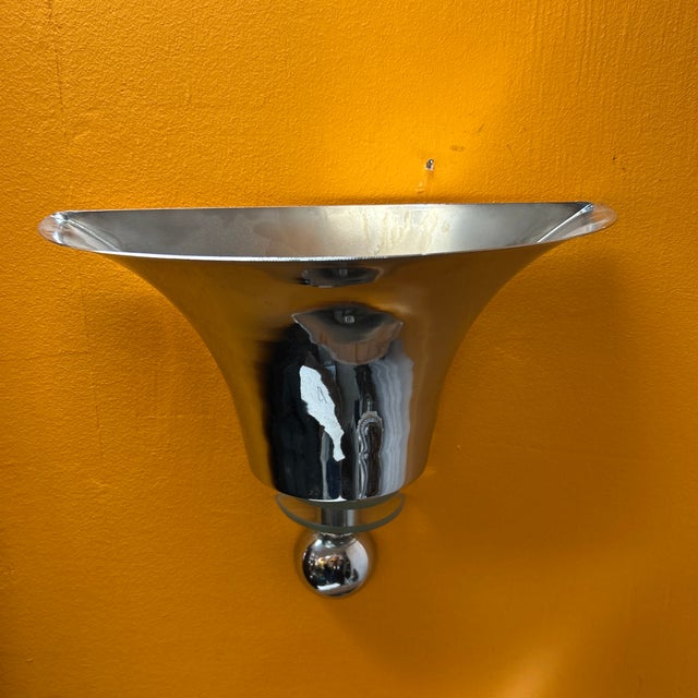 1980s Postmodern Polished Aluminum and Glass Electrified Wall Sconces - a Pair For Sale In Miami - Image 6 of 10