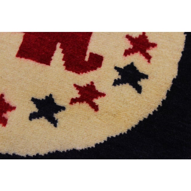Republic Party Flag Ivory/Blue Wool Rug For Sale In New York - Image 6 of 9