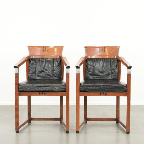 Vintage Art Deco Dining Chairs in Black Leather from Schuitema, Set of 2 For Sale - Image 15 of 15