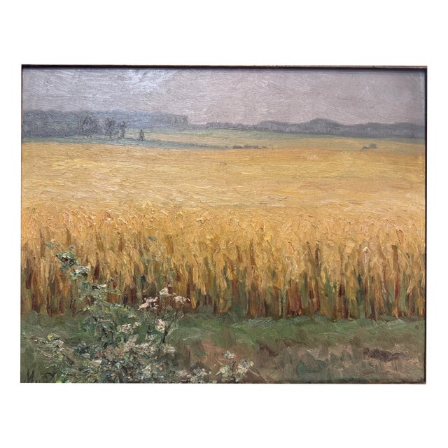 Landscape Composition, Oil Painting on Cardboard, Framed For Sale