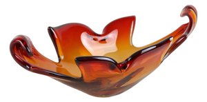 Mid-Century Murano Glass Bowl in Amber, Orange, and Red Tones, Italy, 1960s