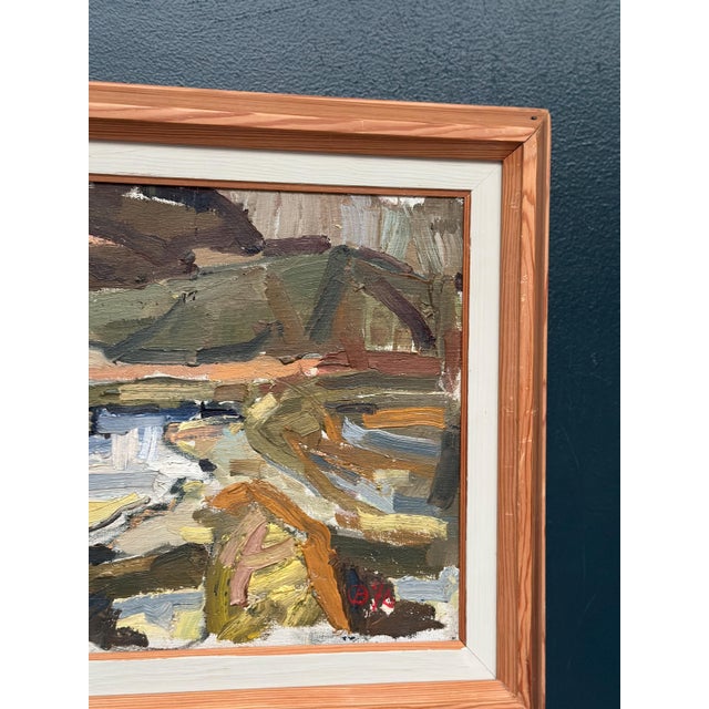 O. Blomberg, Cubist Landscape, 1950s, Oil Painting on Canvas, Framed For Sale - Image 10 of 16