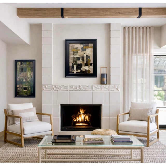 This original mixed-media abstract painting by J. Kent Martin is inspired by aerial views of farmland and the ordered...