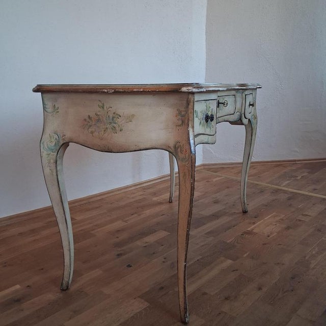 Louis XV Style Hand-Painted Lady's Writing Desk in Beech, France, 1930s For Sale - Image 6 of 18