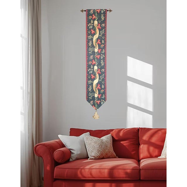 Add a refined touch to your home with this beautifully woven tapestry banner, perfect for narrow wall spaces, doorways, or...