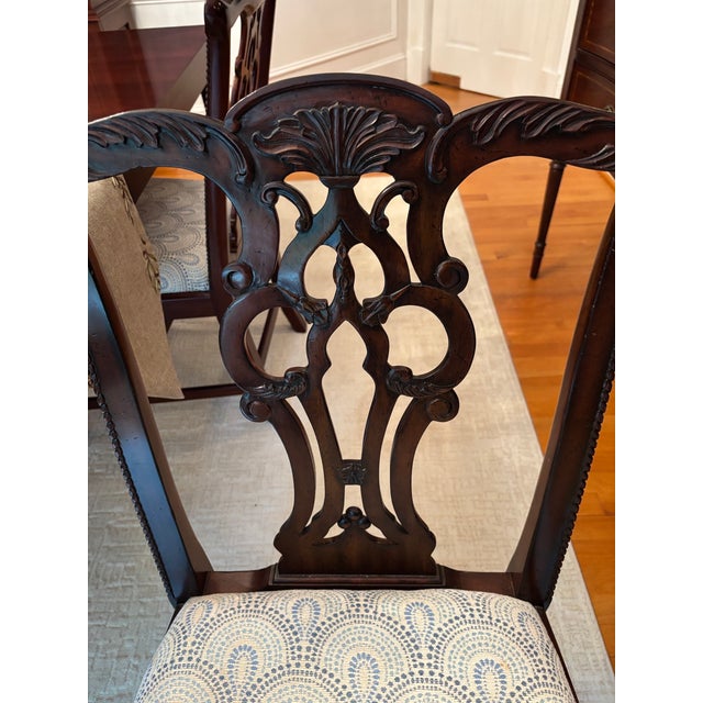 Cream Late 20th Century Maitland-Smith Carved Mahogany Chippendale Dining Chairs - Set of 6 For Sale - Image 8 of 18