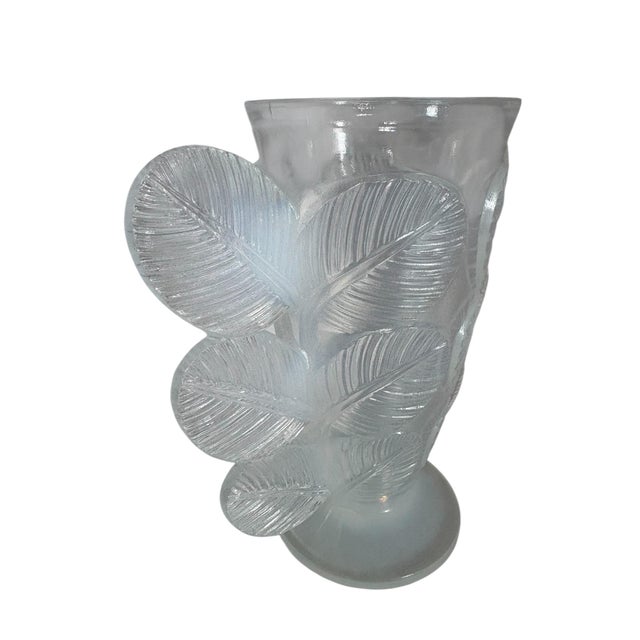 Glass French Art Deco Pierre D’Avesn White Opalescent Glass Vase For Sale - Image 7 of 12