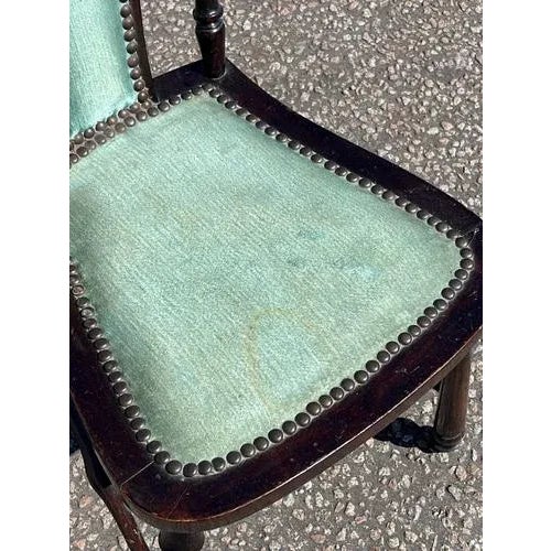 Turquoise Mahogany Side Chair For Sale - Image 4 of 7