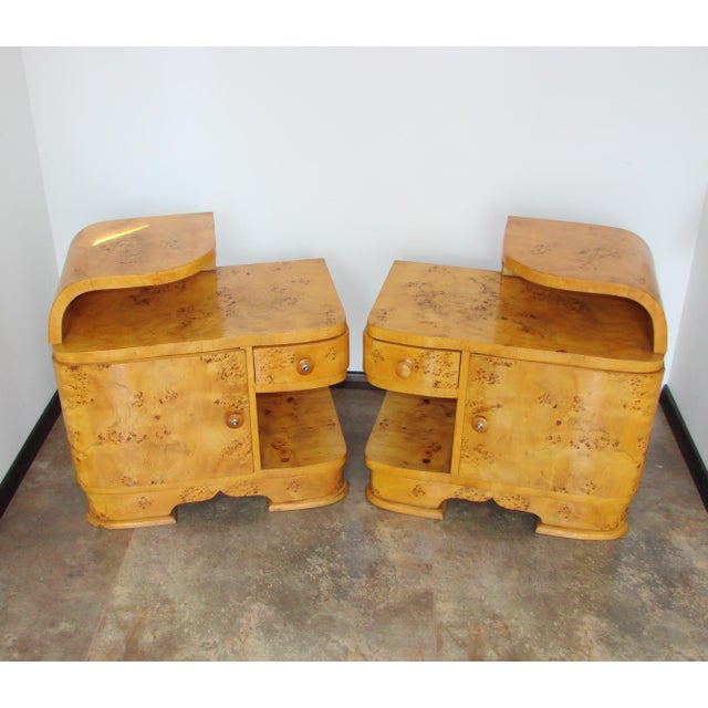 1940s Vintage Art Deco Bedside Tables, 1940s, Set of 2 For Sale - Image 5 of 12