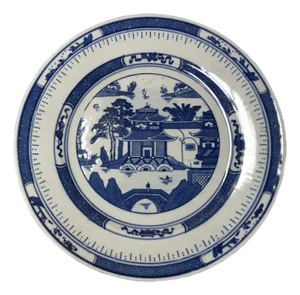 Chinese Blue White House Scenery Porcelain Plate Display Art