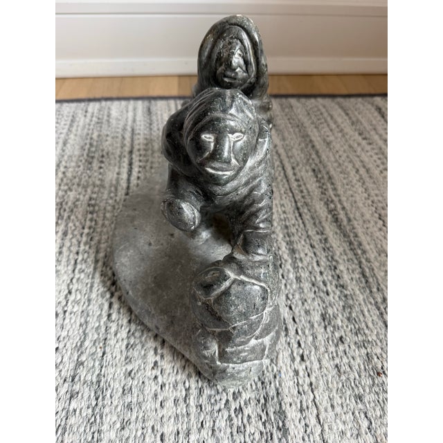 Vintage Inuit Soapstone Carving For Sale - Image 4 of 11