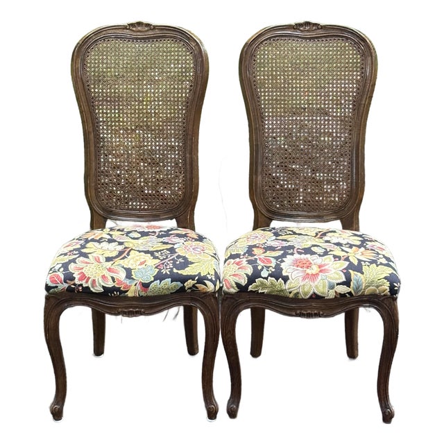 Vintage Century Furniture Cane Back Dining Chairs - A Pair For Sale