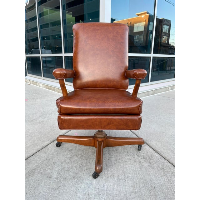 Gunlocke’s seldom seen swivel-tilt high-back executive desk chair model “Washington” specifically designed for president...