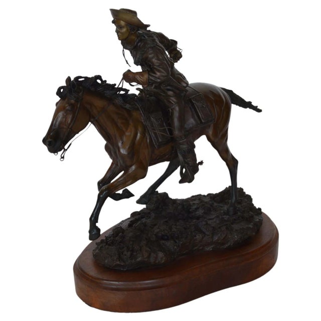 1970s James Regimbal Bronze "Pony Express" Sculpture For Sale - Image 5 of 12