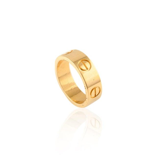 Not Yet Made - Made To Order Fine Jewelry 14k Solid Yellow Gold Screw Engraved Love Band Ring Size 7 For Sale - Image 5 of 8
