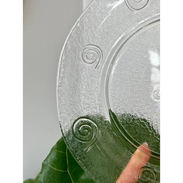 Late 20th Century Postmodern Textured Glass Lunch Plates With Swirl Details- Set of 4 For Sale - Image 10 of 11