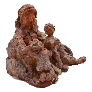 Sirio Pellegrini, Modern Family Terracotta Sculpture, 1960s, Terracotta For Sale
