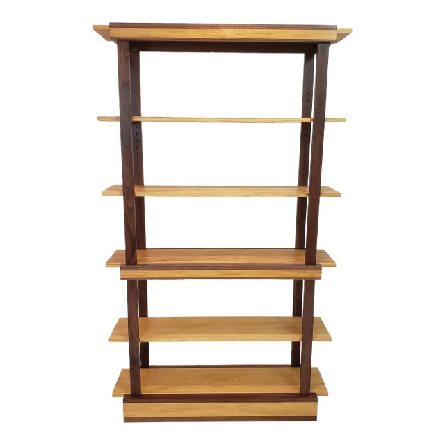 Walnut With Contrasting Prima Vera _ Etagere Transitional For Sale