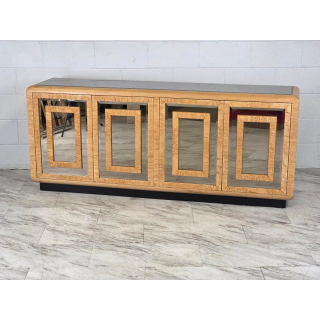 Tan 1970s Burlwood & Mirrored Glass Dresser by Romweber For Sale - Image 8 of 18