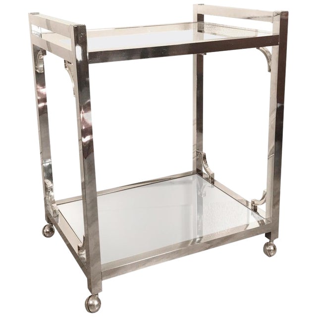 1970s Mid Century Modern Chrome Glass And Mirror Bar Cart Chairish
