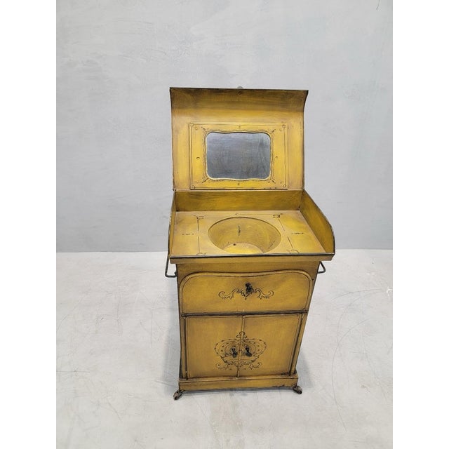 English Antique Italian Yellow Metal Wash Stand For Sale - Image 3 of 12