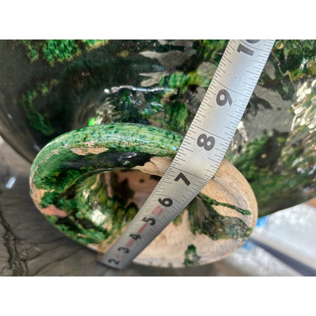 Large French Late 19th Century Castelnaudary Green Terra Cotta Plateau Bowl For Sale - Image 4 of 9