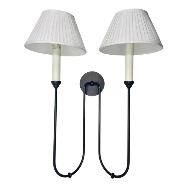 Amber Lewis Ingela Double Sconce by Visual Comfort With Shades For Sale
