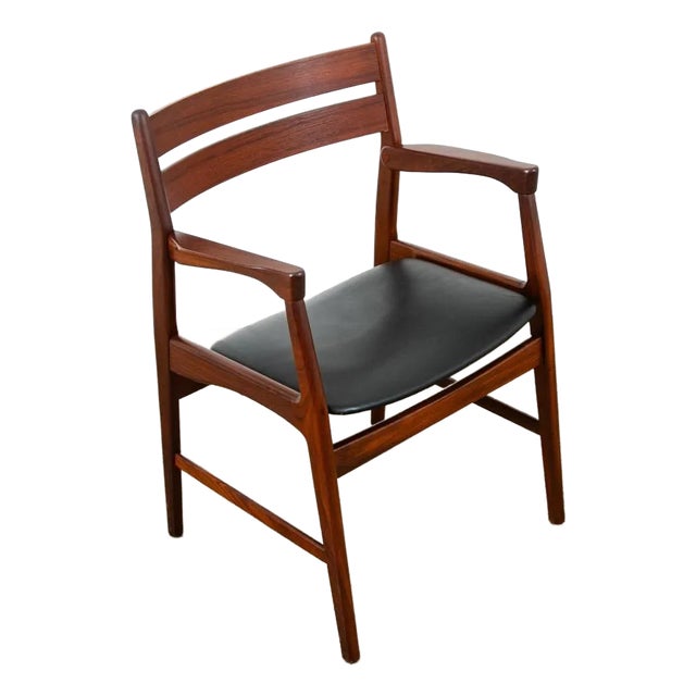 1960s Mid Century Danish Modern Armchair Chair Dining Teak Ladder Back Black Boltinge For Sale