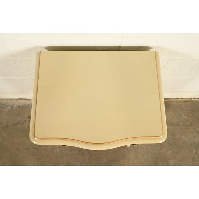 Drexel French Provincial Louis XV Cream Lacquered and Gold Gilt Nightstand, Circa 1950s For Sale In South Bend - Image 6 of 15