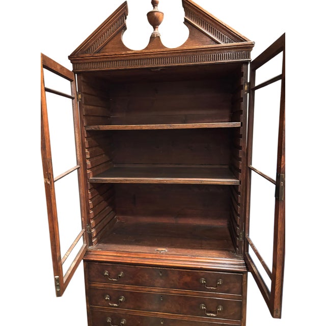 Antique Georgian Style Secretary Bookcase With Glazed Cabinet & Fitted Interior For Sale - Image 4 of 4