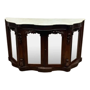 Antique American Empire Rosewood and Marble Top Sideboard Cabinet