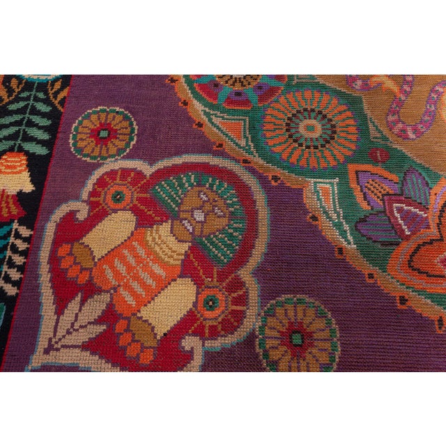Vintage Viennese Art Nouveau Rug Size: 9'9" × 13'5" (297 × 408 cm) This extraordinary 1930s Viennese Art Nouveau rug is a...
