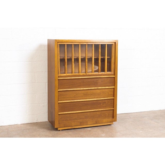 Widdicomb Mid Century Wood Secretary Cabinet Desk by Robsjohn-Gibbings for Widdicomb, 1960s For Sale - Image 4 of 11