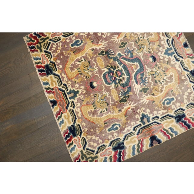 Mid-Century Modern Mid Century Decorative Tibetan Dragon Rug no. j5129 For Sale - Image 3 of 6