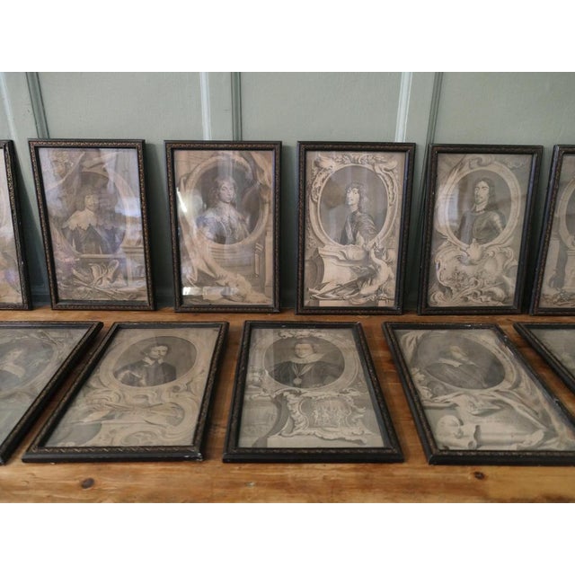 Jacobus Houbraken, Portrait Composition, Engravings, Framed, Set of 12 For Sale - Image 6 of 8