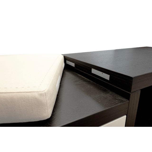 Contemporary Modern Dark Wood and Beige Console Table With Bench For Sale - Image 4 of 8