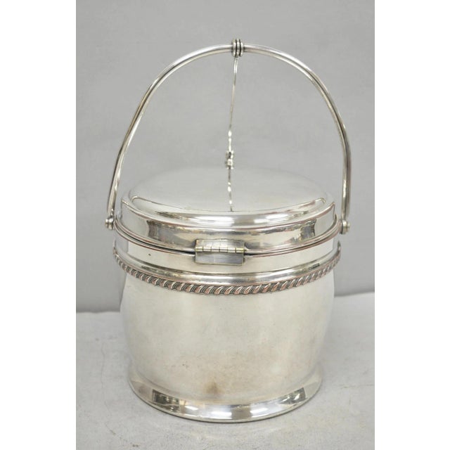 Vintage Bernard Rice's Sons Silver Plated Reticulating Hinge Lid Bar Ice Bucket For Sale - Image 13 of 17