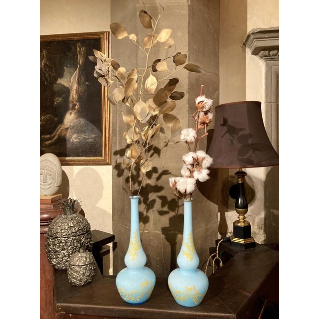 Murano Glass Opaline Soliflower Vases, Set of 2 For Sale - Image 4 of 15