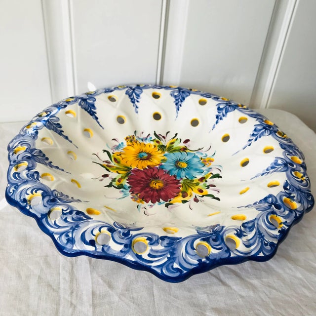 Hand-Painted Reticulated Platter Made in Portugal For Sale - Image 4 of 7