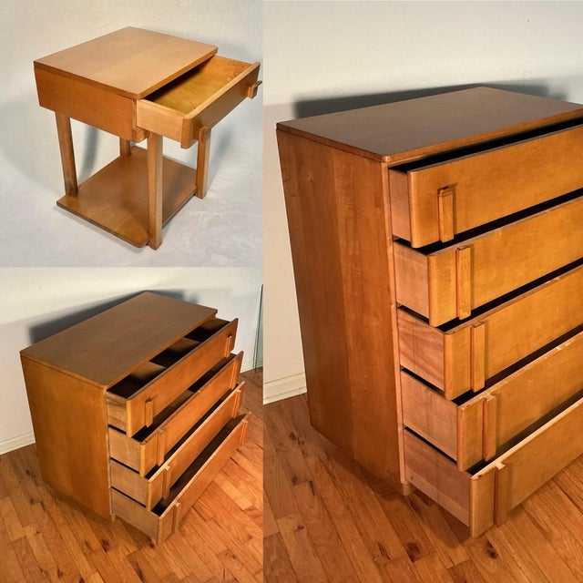 Early 20th Century Vintage Colonists Craft Solid Maple Bedroom Furniture Three Piece Set, Late 1930s-Early 1940s For Sale - Image 5 of 12