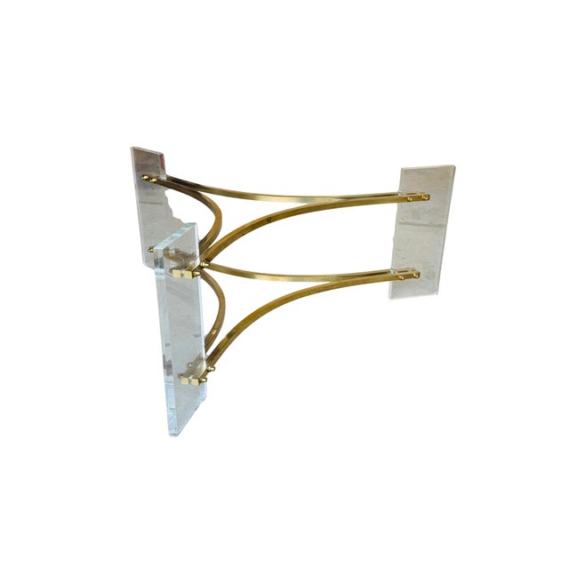 Charles Hollis Jones Vintage Hollywood Regency Lucite & Brass Glass-Top Coffee Table – Charles Hollis Jones Style For Sale - Image 4 of 8