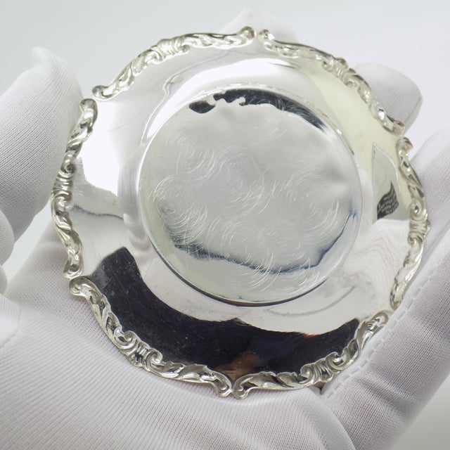 Metal Vintage Italian Handmade Genuine Silver & Glass Salt / Pepper Cellar Table Decor For Sale - Image 7 of 10