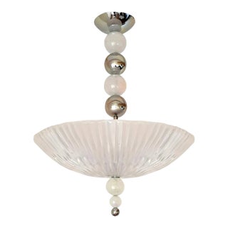 Murano Glass and Chrome Chandelier, Italy 1970s For Sale