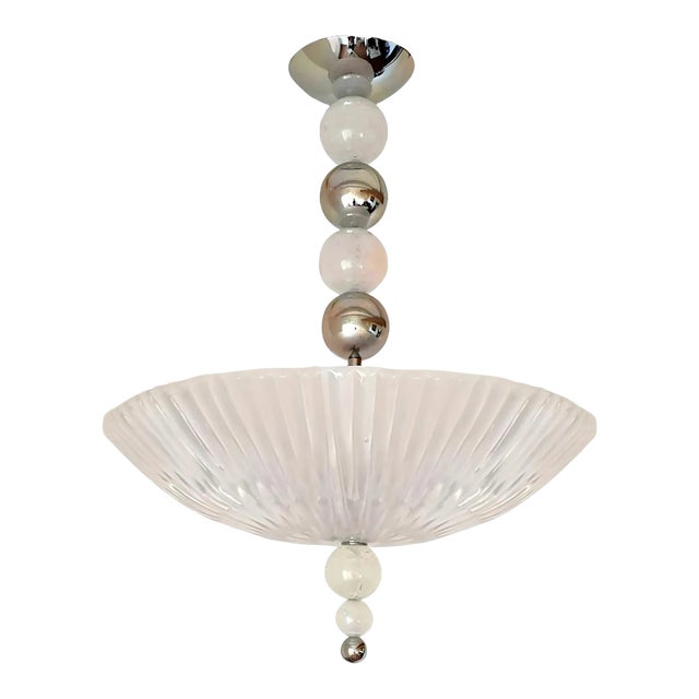 Murano Glass and Chrome Chandelier, Italy 1970s For Sale