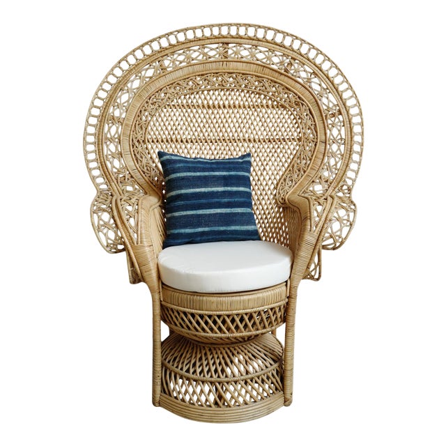 Grand Natural Wicker Peacock Chair Chairish
