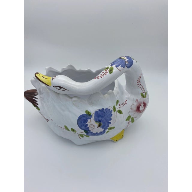 Vintage Ceramic Floral Swan Cachepot For Sale In West Palm - Image 6 of 9