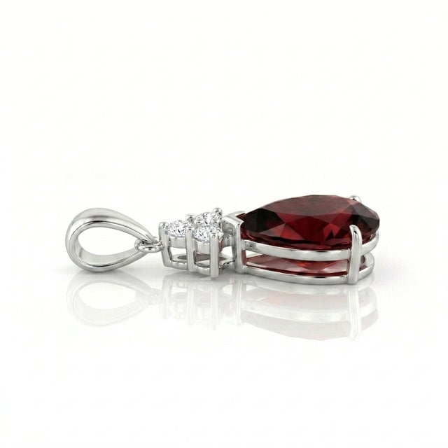 Metal Natural Garnet Pear Cut Exquisite Pendant, January Birthstone Pendant For Sale - Image 7 of 7