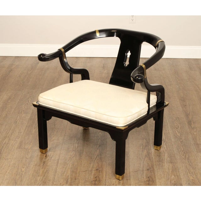 Century Furniture 'Chin Hua' Black Lacquered Chinoiserie Armchair For Sale In Philadelphia - Image 6 of 12