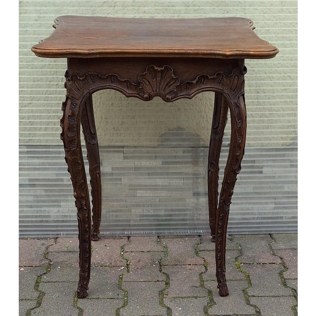 Antique Baroque Side Table in Carved Oak, 1760 For Sale - Image 10 of 10